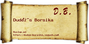 Dudás Borsika névjegykártya